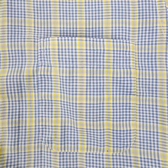 Vintage Brooks Brothers Shirt Mens Large Blue Yellow Plaid Woven Button Down USA - Picture 10 of 12